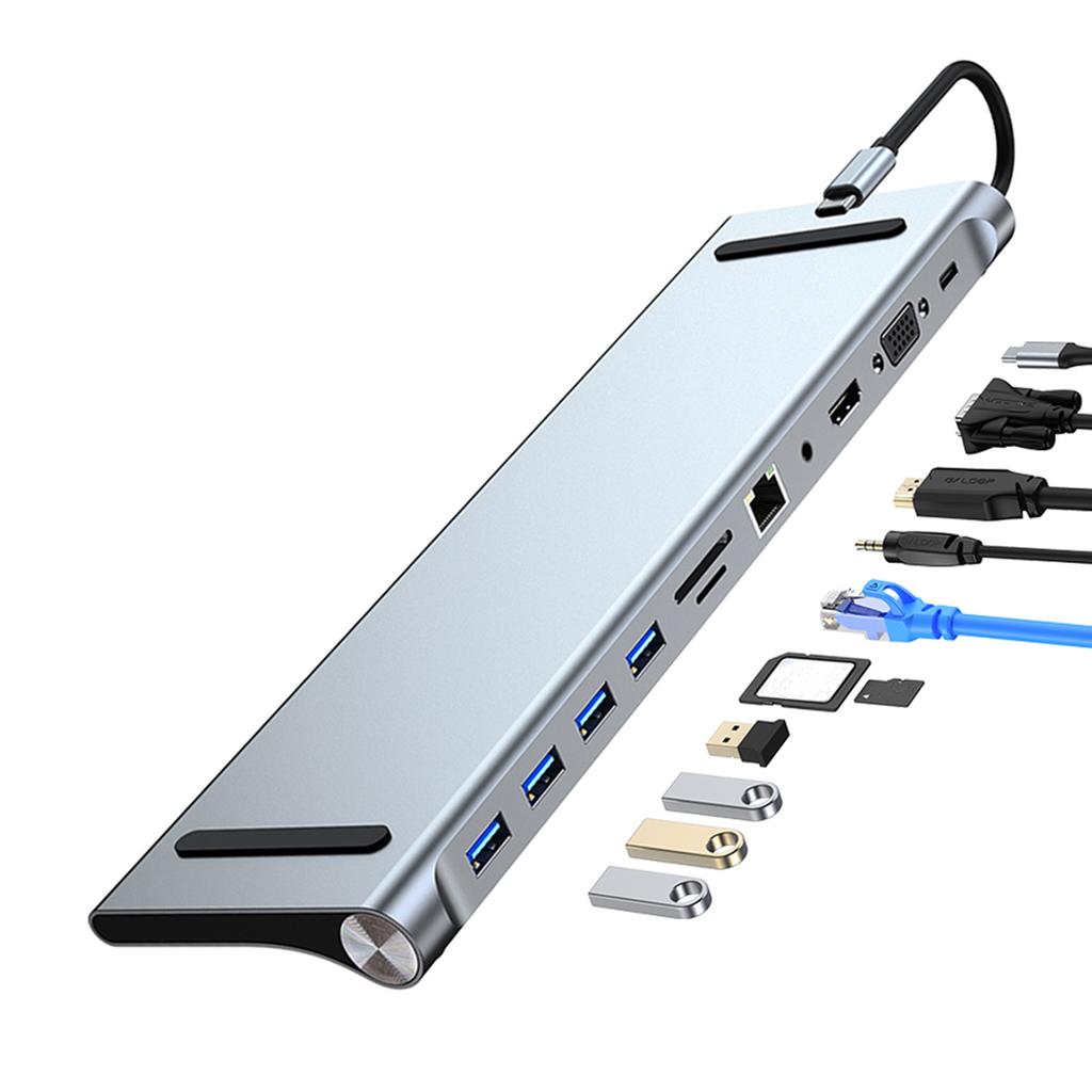 11 in 1 USB-C Type C HD PD 100W 4K USB 3.0 HD Adapter HUB Multi-function Dock
