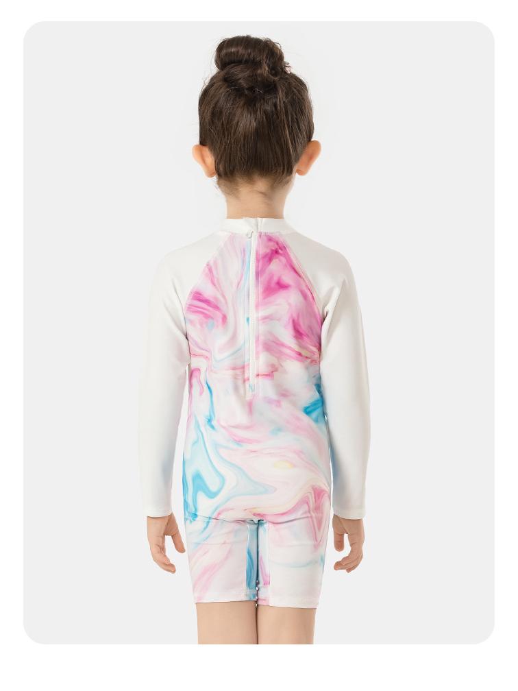 Kids' INS Style Long-Sleeve Sun Protection One-Piece Swimsuit