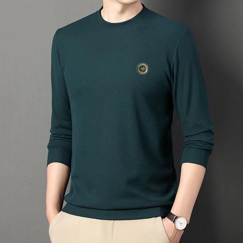 New Quality Men's Long-sleeved T-shirt Solid Color Round Neck Bottoming Shirt T-shirt Casual T-shirt Large Size Top Men's Autumn and Winter
