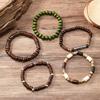 DIEZI Bohemian Multi Layer Handmade Wood Beads Strand Bracelets For Women Men Ethnic Elastic Rope Bracelet Pulseira Feminina