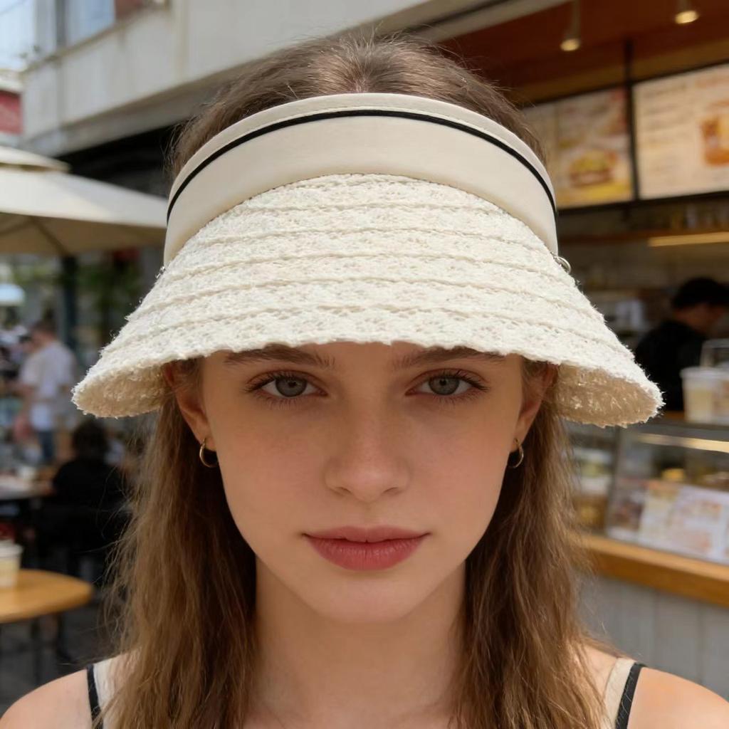 New Lace Sun-protection Empty Hat for Women, Outdoor Travel Fashionable Versatile Sun Hat, Vacation Beach Sun Hat