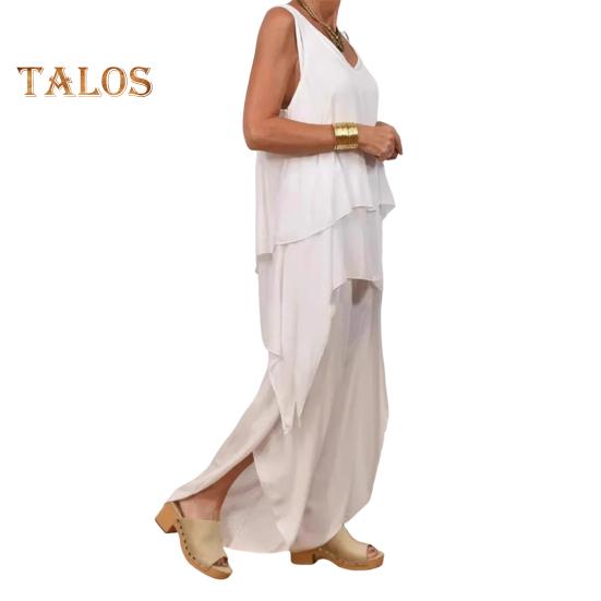 Two Piece Outfits for Women Casual Sleeveless Irregular Top Wide Leg Pants Set Loose Lounge Suit for Summer