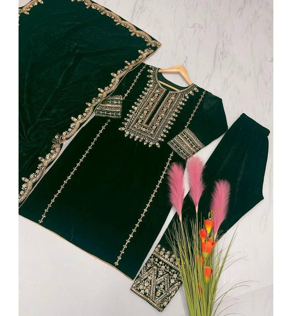 Dámský indický bollywoodský viskózový sametový sálvárový oblek společenský designový etnický sálvár kamíz