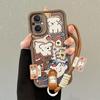 Lychee Pattern Puppy Phone Case with Cute Hand Strap for OPPO A58, A96, A17K, A3 PRO