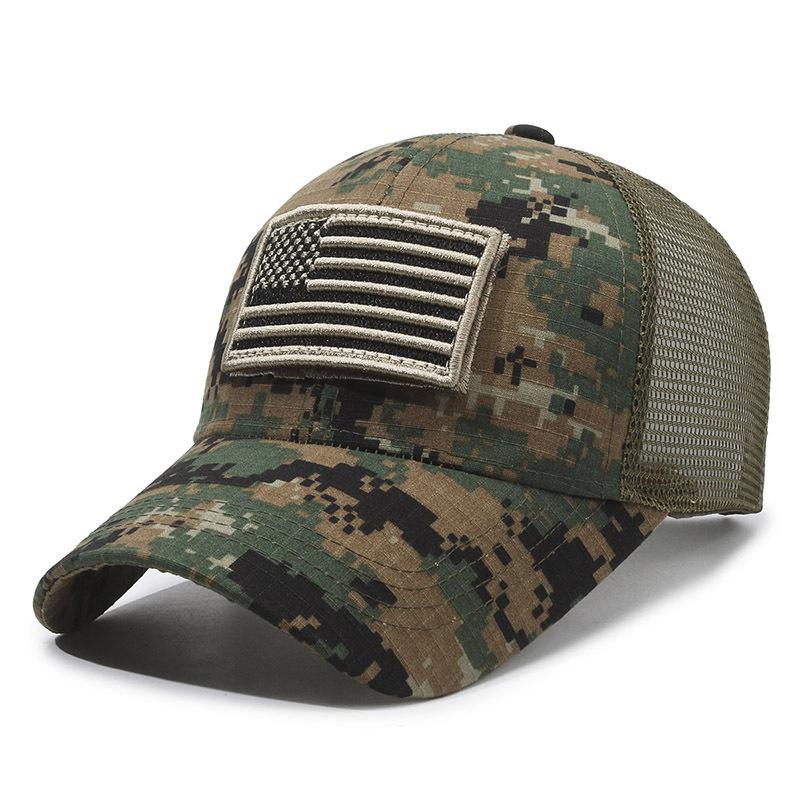 Embroidery American Flag Sticker Baseball Cap Unisex Outdoor Camouflage Sunscreen Hat Men Women Adjustable Breathable Cap