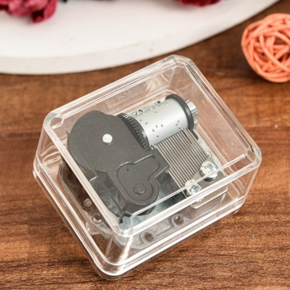 Creative Acrylic Transparent Mini Music Box Clockwork Spring Square Dancer Music Box Random Song Clockwork Music Box Gift