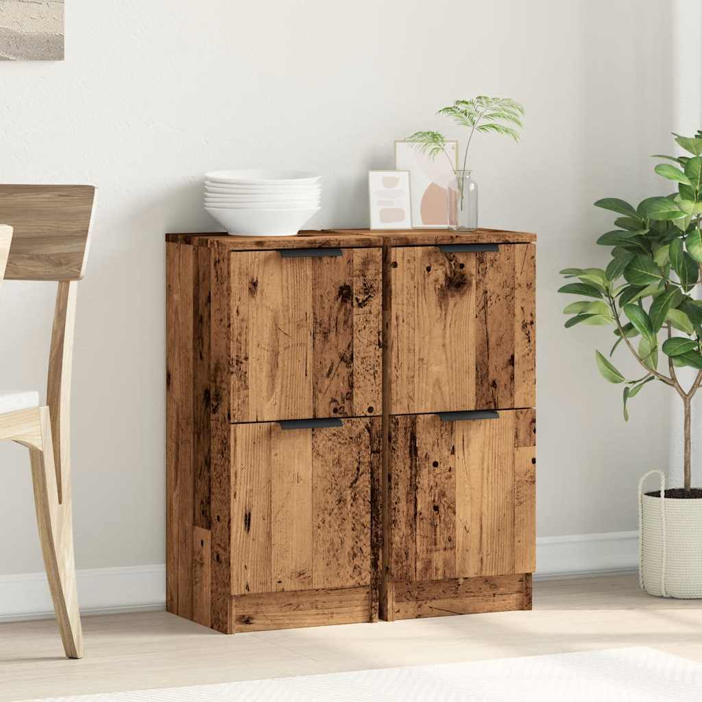 Sideboards 2 Pcs Vintage Wood Look 30 X 30 X 70 Cm Engineered Wood