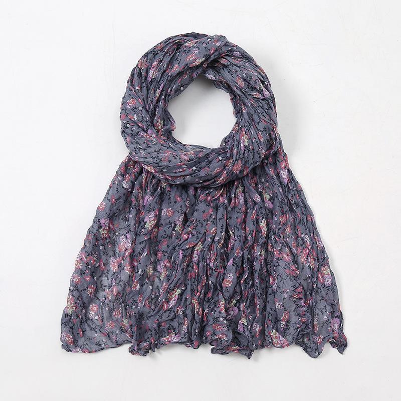Spain Lovely Polka Floral Crinkle Viscose Shawl Scarf Lady Soft Thin Beach Wrap Pashmina Stole Bufandas Muslim Hijab 175*85Cm