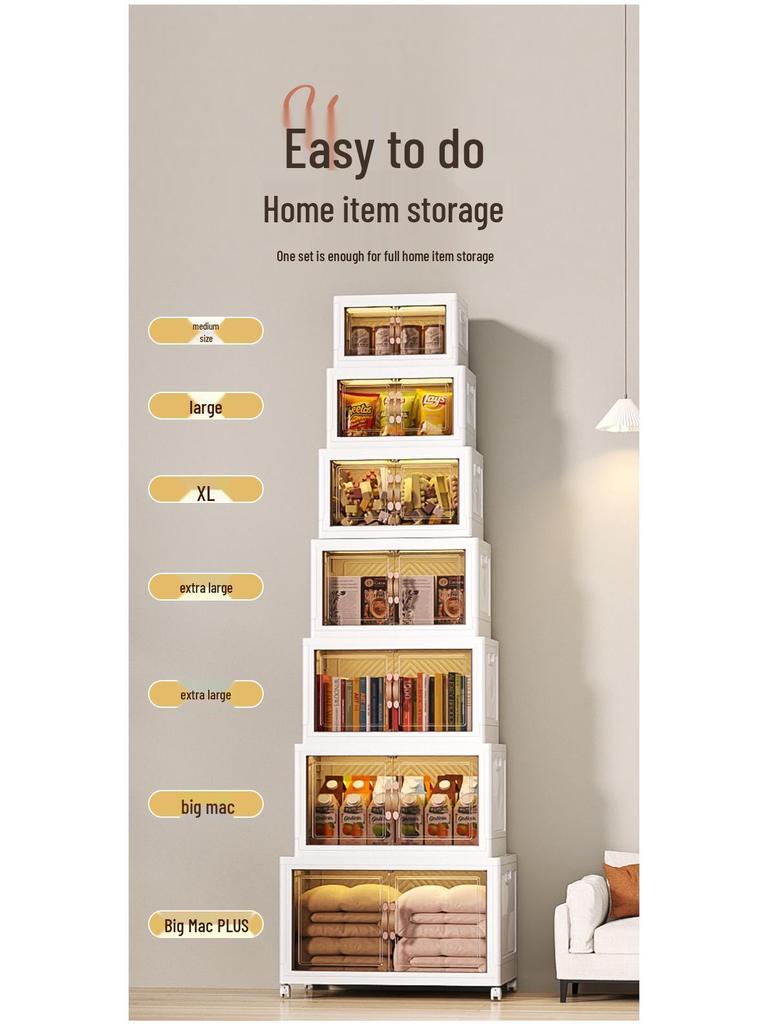 Movable Multi-layer Folding Storage Wardrobe with Wheels