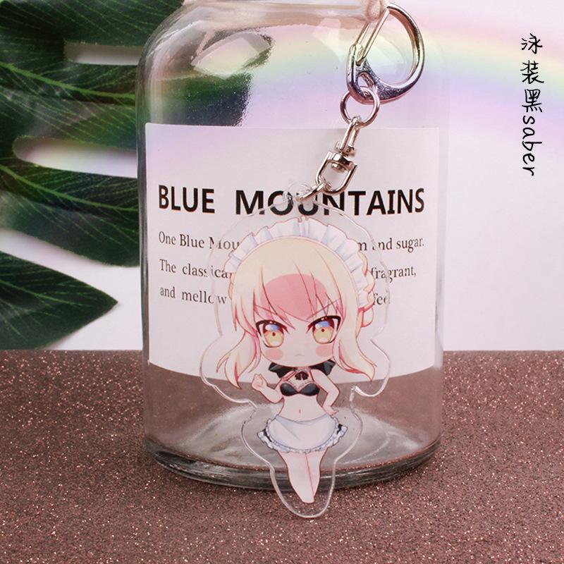 Anime Acrylic Keychains Saber Altria Pendragon Jeanne d'Arc Tohsaka Rin Mash Kyrielight Gilgamesh Keyrings Pendants Figure Toys