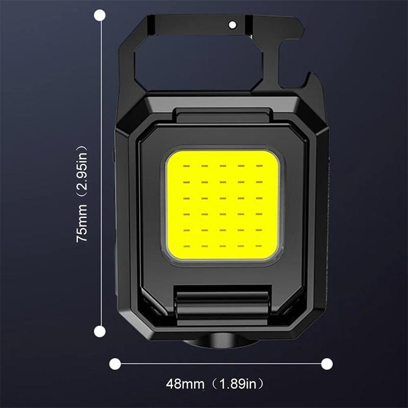 Portable Mini LED Torches, COB Keychain Work Light, 90° Foldable Lamp, IPX5 Waterproof Rechargeable Flashlight with Magnet Base