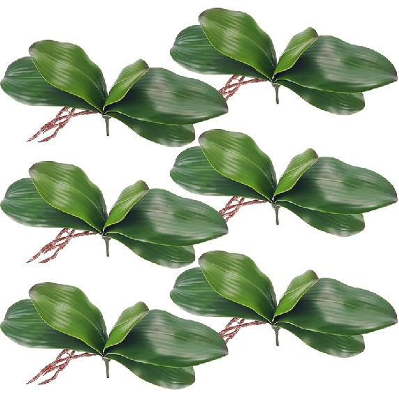 Miracliy Phalaenopsis Orchid Leaves Fake Leaves Real Latex Touch Plants Arrangement 3pcs зелёный
