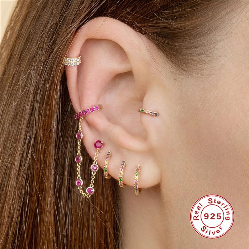 Gun Black Ear Buckle Earrings Light Luxury Full Diamond Ear Clips Earbone Clips S925 Sterling Silver Earrings Cool Girl Earrings