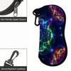 2D-Neon Glowing Mandala Print Protective Eyewear Holder, Stylish Sunglasses Case, Portable Zipper Pouch for Travel, Durable Zipper Eyeglass Organizer