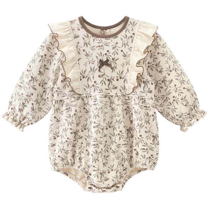 Guaiqi Bear Infant Girl's Long-Sleeve Cotton Bodysuit