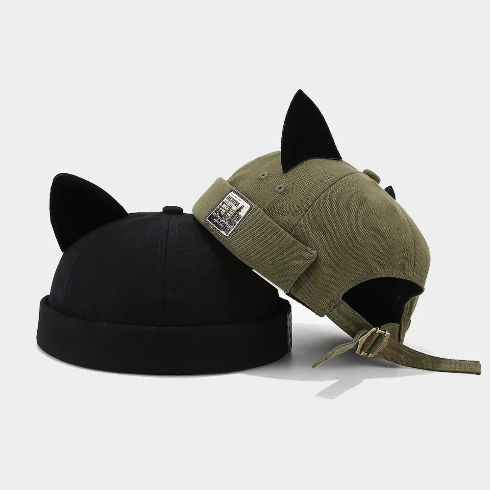 Adjustable Cat Ears Brimless Hat Cute Woman's Landlord Hat Simple Bucket Cap Casual Wear