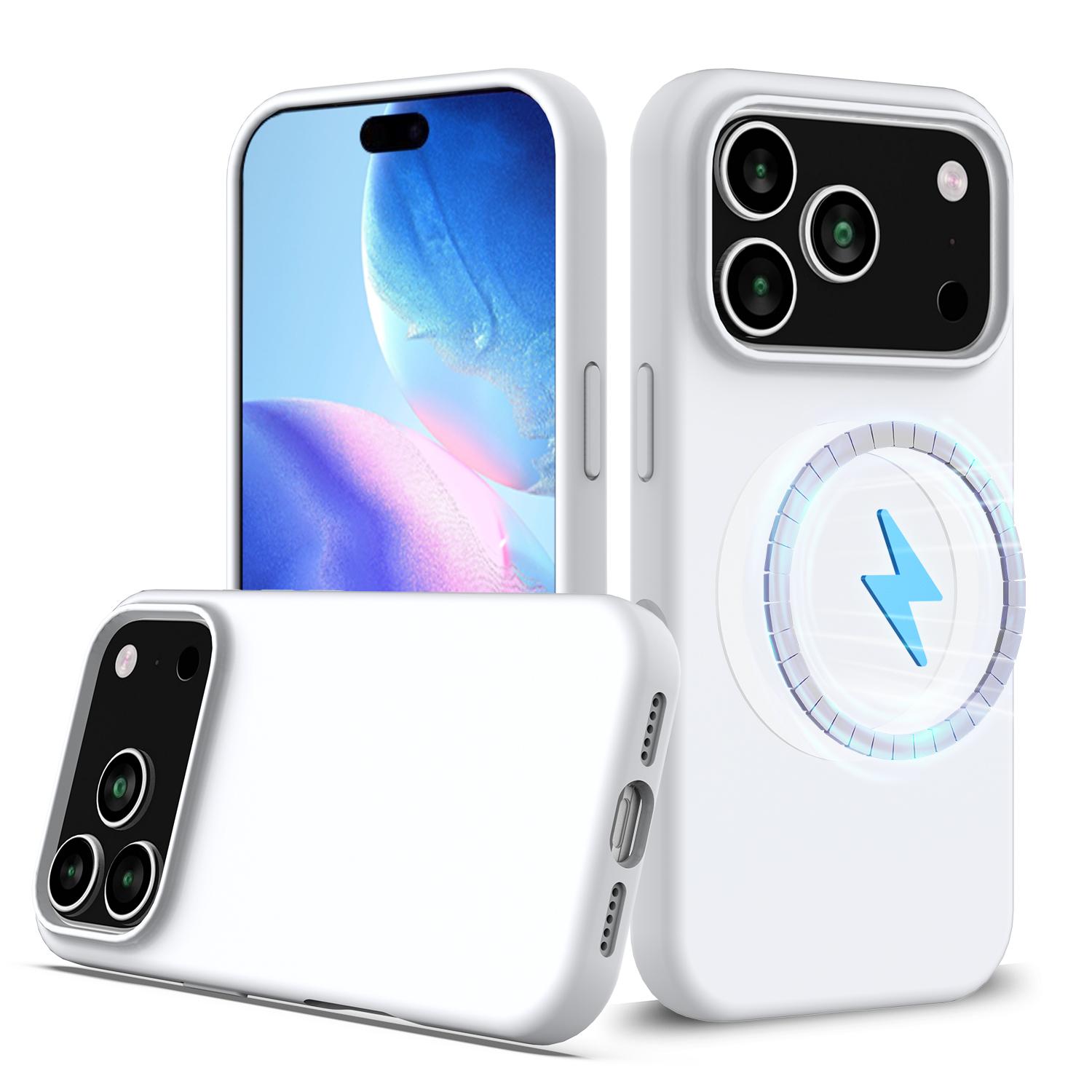 

Magsafe Жидкий силиконовый чехол для телефона для Apple IPhone 17 Air 13 14 16 15 12 Pro Max Магнитная беспроводная зарядка защитный чехол For iPhone 17 Pro белый