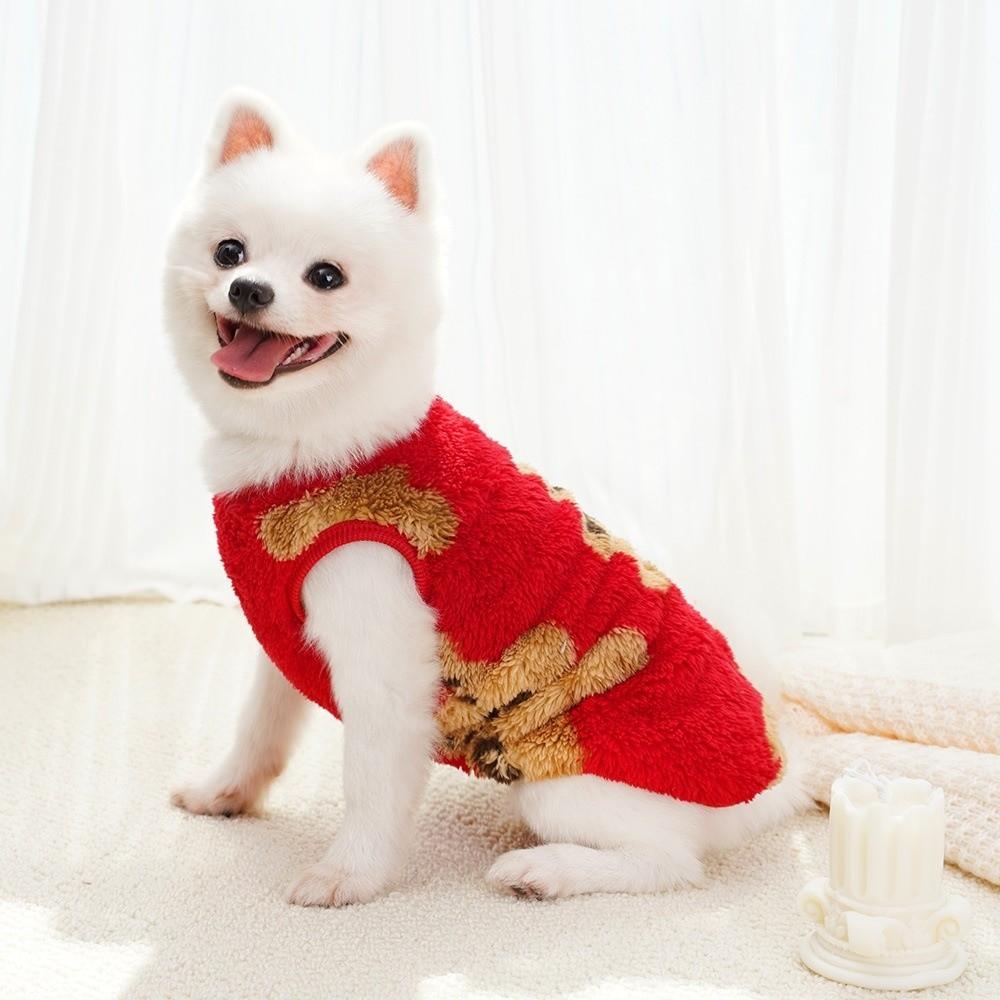 Trendy XS-9XL Winter Puppy Clothes Cute Bear Pattern Dog Sweater Dog Vest Pet Supplies Warm Fleece Vest Pitbull New Year's Gift