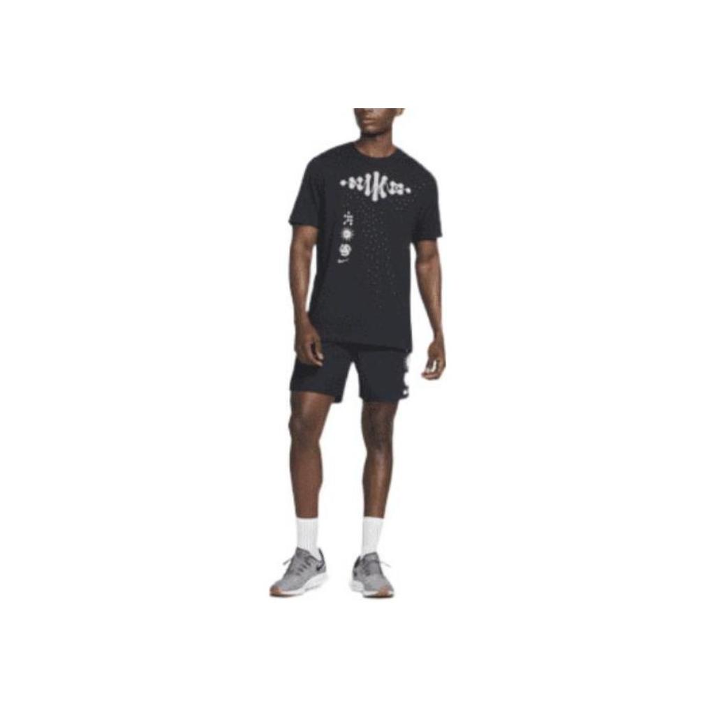 Nike Dri-Fit Patterned Quick-Dry Breathable Knit Crew Neck Short Sleeve T-Shirt Men Tops Black DM5436-010