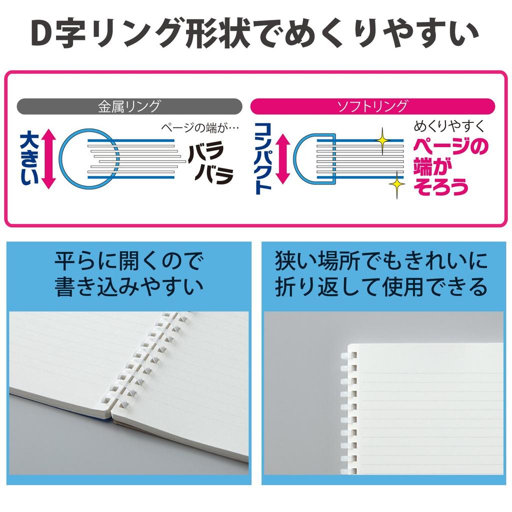 KOKUYO Soft Ring 70 Notebook, Business, Sheets, A5, Grid, Black, SU-SV437S5-D