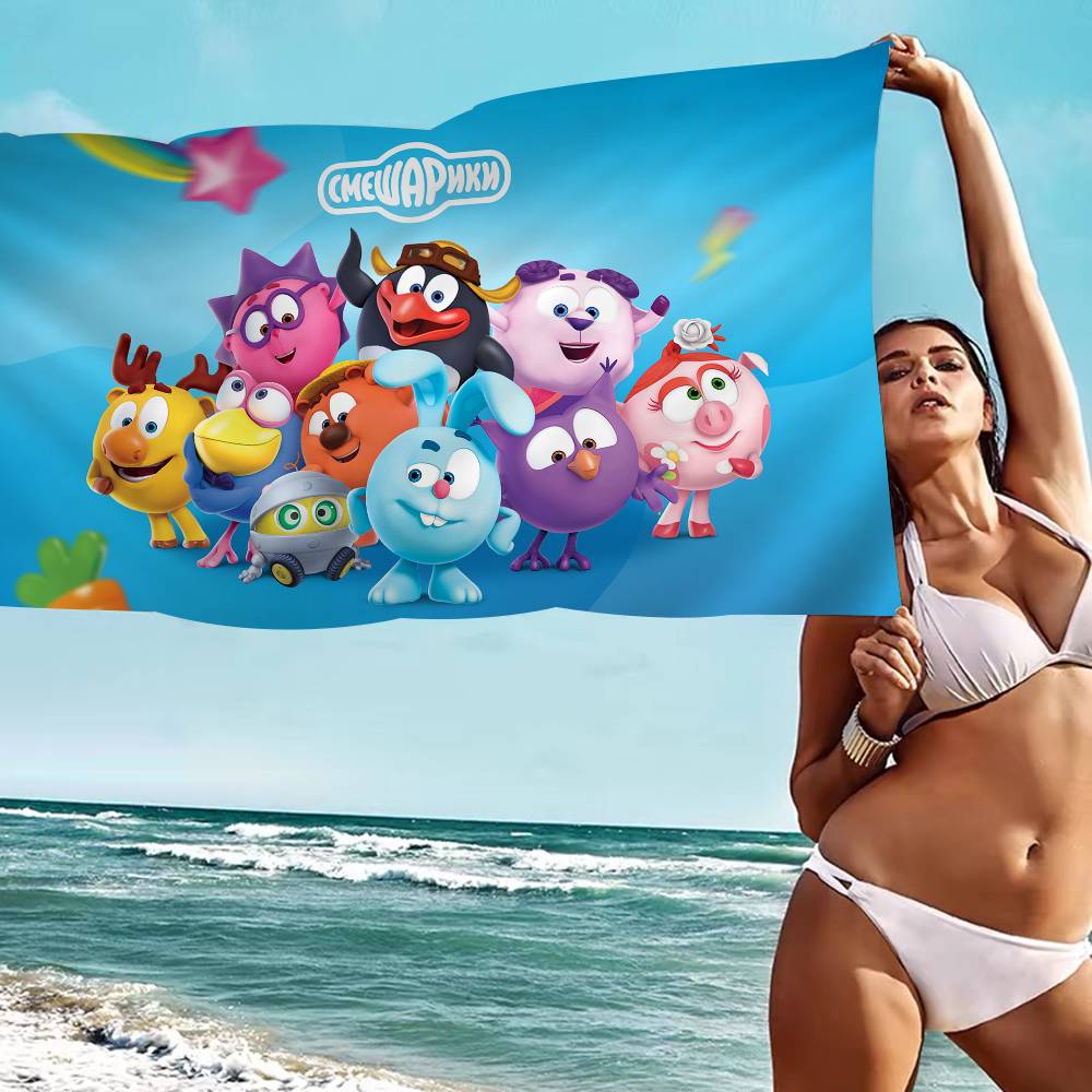 Popular S-Smeshariki Animation Anime Beach Swimming Towel Soft Absorbent Washcloth Children's Gifts For Kids Travel Camping Gym