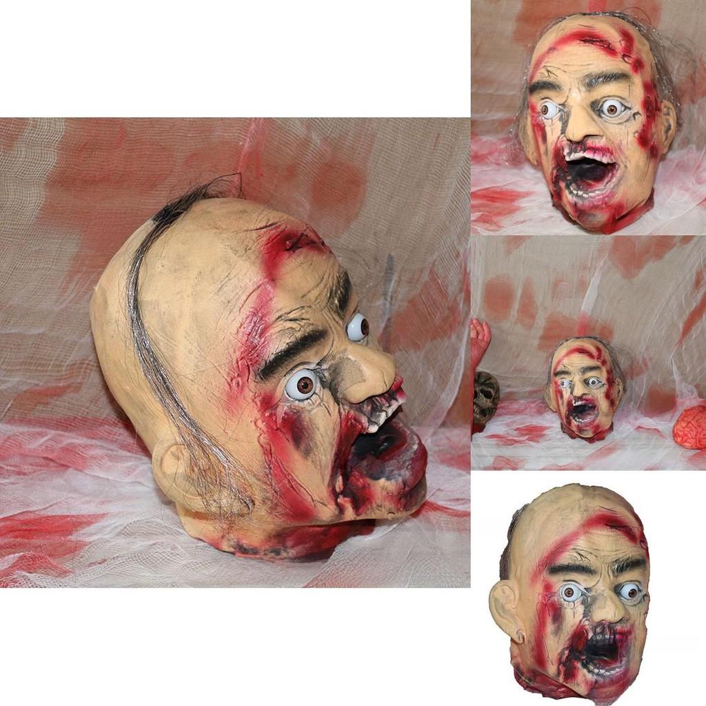 Horror Latex Foam Zombie Dry Corpse Hanging Head For Halloween Escape Room Decor And Costume