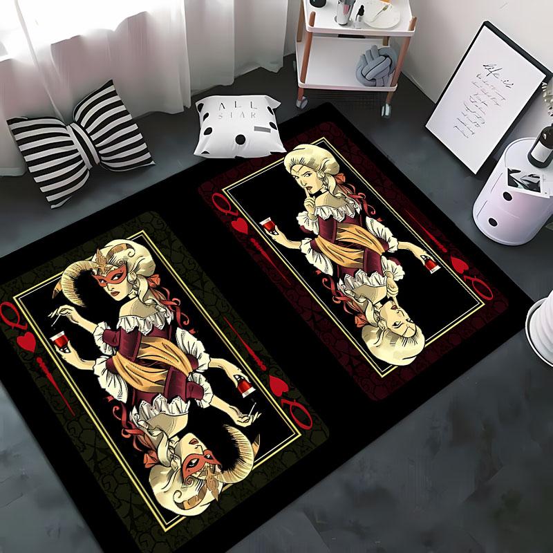 3D Printing Interesting Poker Area Rug,Carpet for Living Room Bedroom Sofa Doormat Decor,Kids Game Non-slip Floor Mat Alfombra