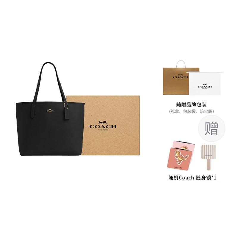 COACH City Leather Tote Bag, Shopping Bag, Shoulder Bag, Handbag Large Women's Black CR111-IMBLK