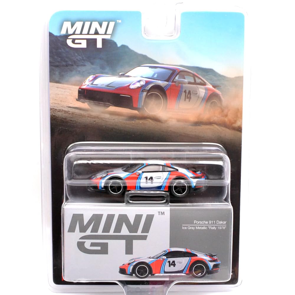 MINI GT 164 Scale MiJo TOYS - PORSCHE 911 DAKAR “RALLY 1974” (ICE GRAY METALLIC) MGT00964-BL синий