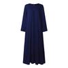 ZANZEA Women Elegant Casual Round Neck Solid Color Long Sleeve Loose Dress
