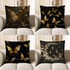 Home Decor Golden Butterfly And Foliage Decorative Pillow Pattern Cushion Cover Suitable For Sofa Bedroom Car Pillow Cover