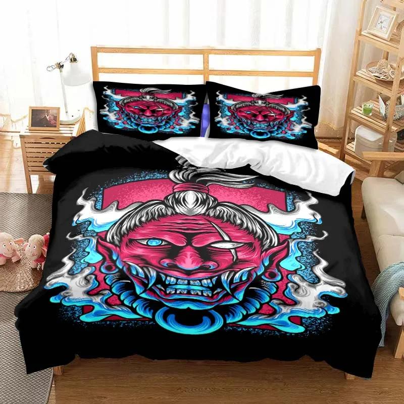 Satan Katt Skelett Påslakan Set Mysterium Häxkonst Sängkläder Set Gotisk Skalle Täcke Överdrag Påslakan Enkel Dubbel King