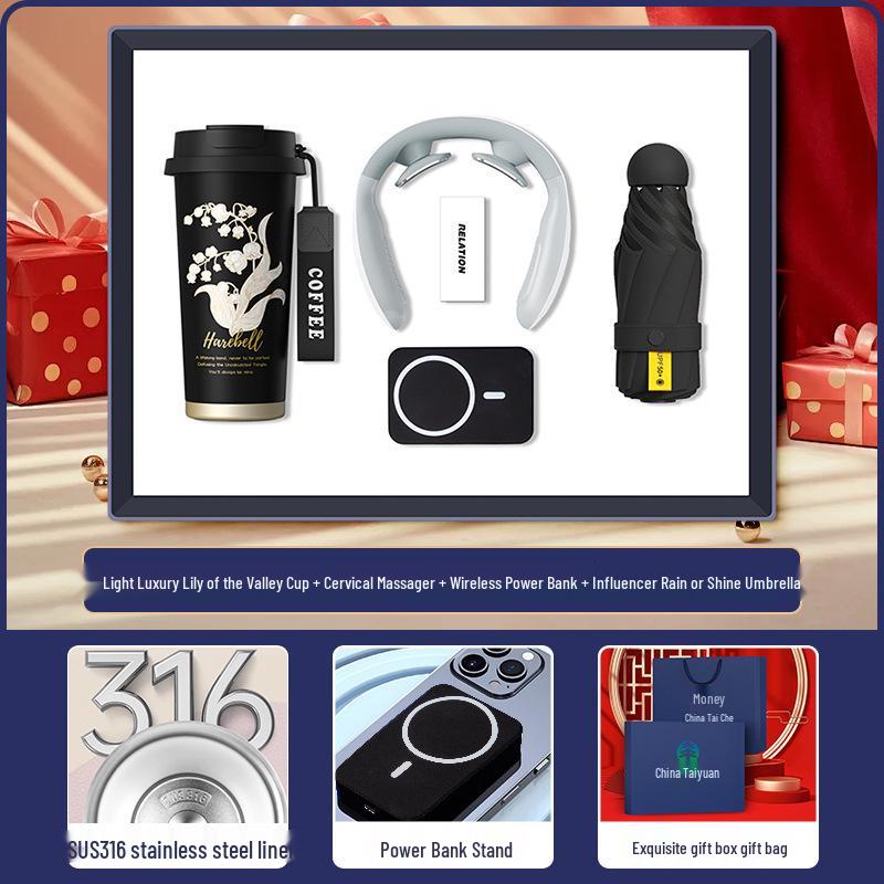 High-End Souvenir Gift Set: Custom Logo Coffee Mug & Power Bank