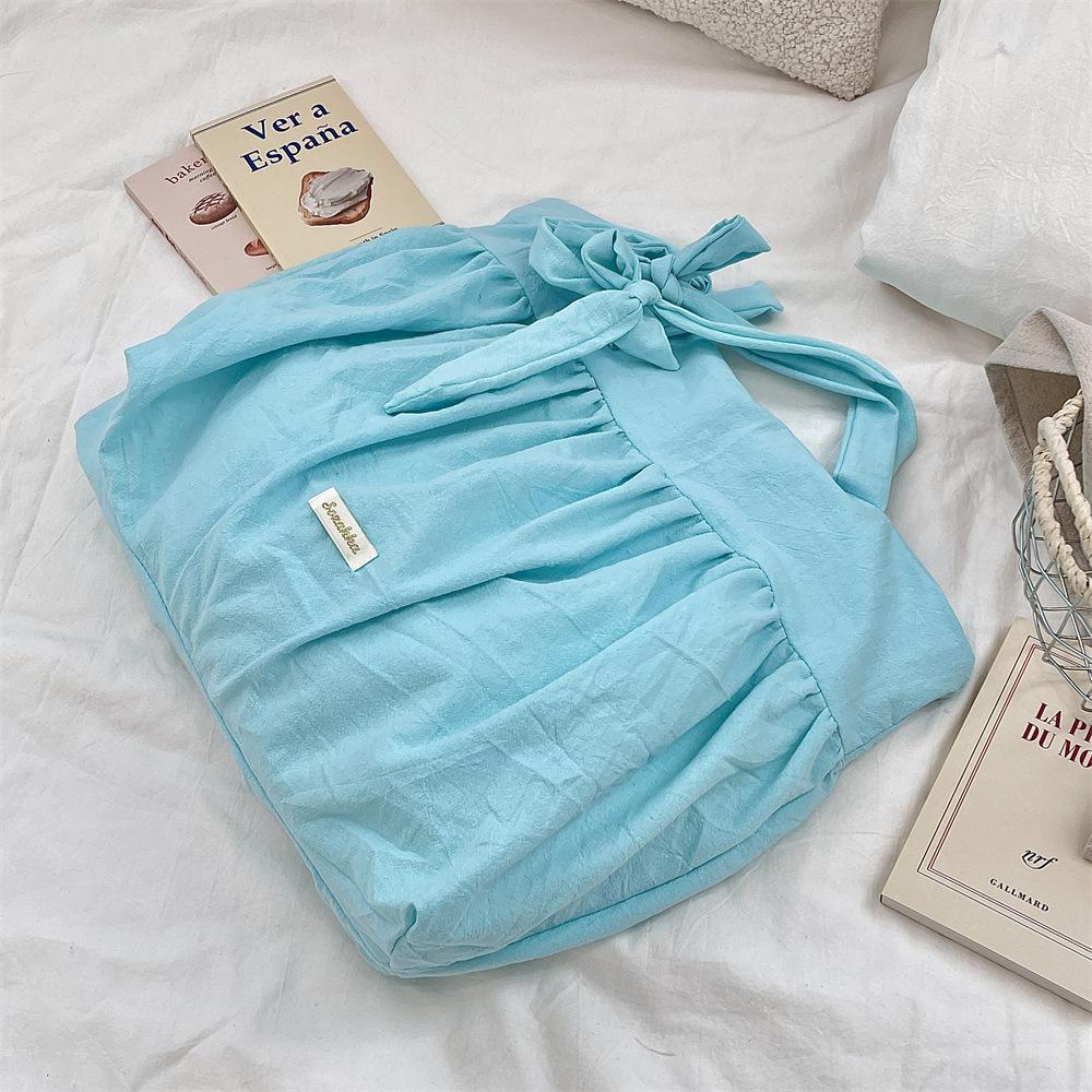 Lazy Style, Pleated Skirt, Lace Up Shoulder Bag, Large Capacity, Underarm Bag, Korean Style, Canvas Bag, New Bag