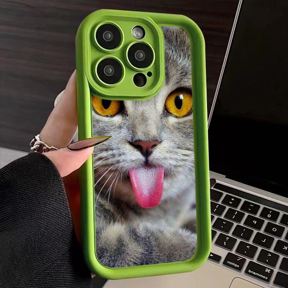 LZ3 Black Cat Green Eyes Silicone Phone Case for iPhone 11 13 14 15 16 Pro Max 7 8 16 Plus 12 mini XS Max XR Shockproof Back Cover
