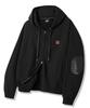 Trillion Leather Patch Waffle Hoodie Zip-Up_Black