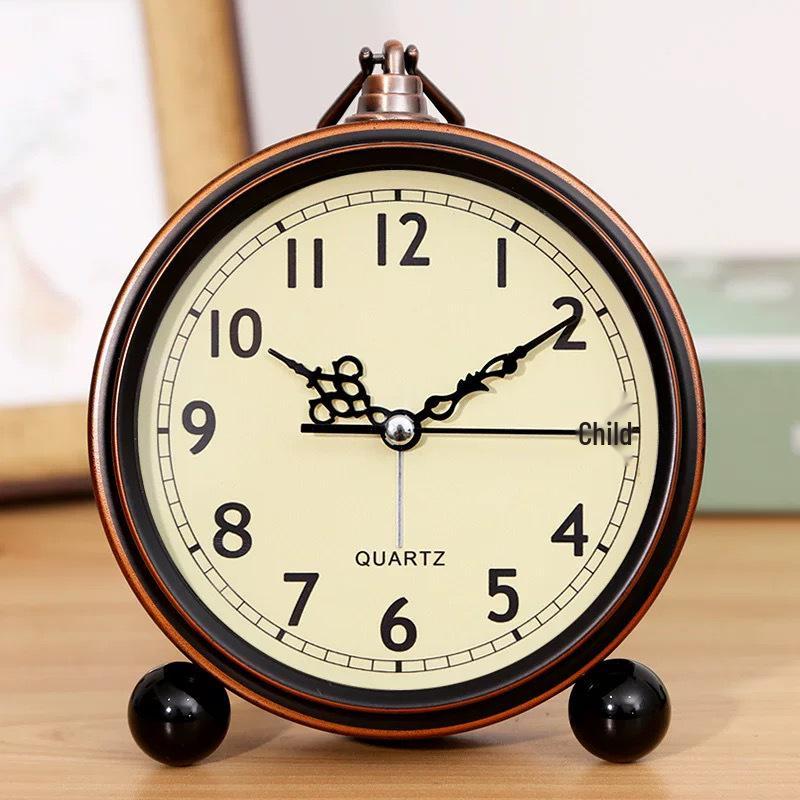 Retro Silent Alarm Clock - Vintage Desktop Decor for Bedroom or Dormitory