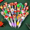 Christmas 4-Color Ballpoint Pen Set Santa Theme Click Pens Smooth Writing Ballpoint Pens for Holiday Gifting