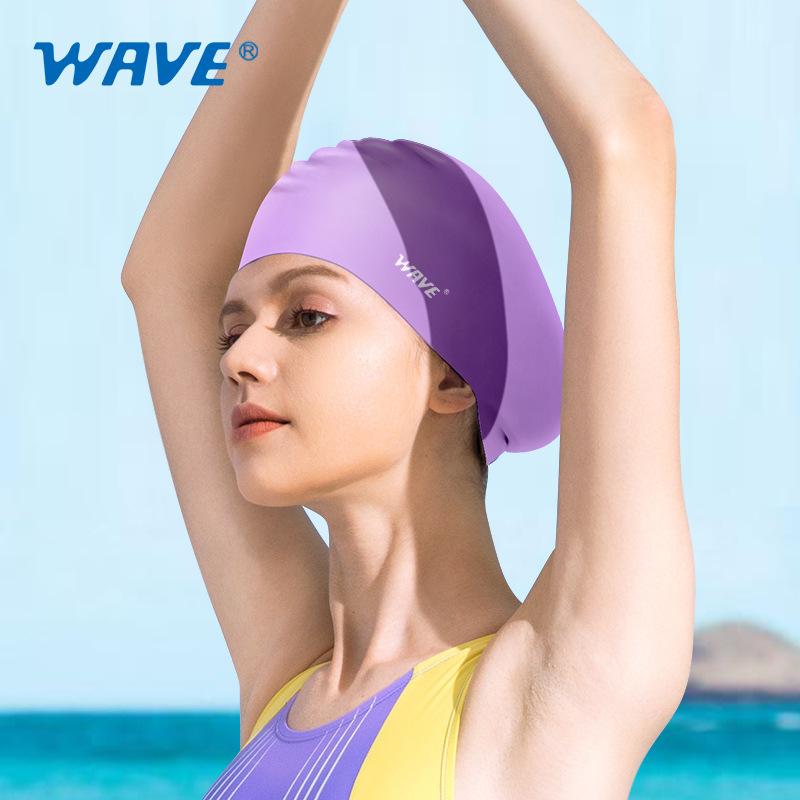 WAVE manufacturer direct selling swimming cap fashionable waterproof silicone sports adult long