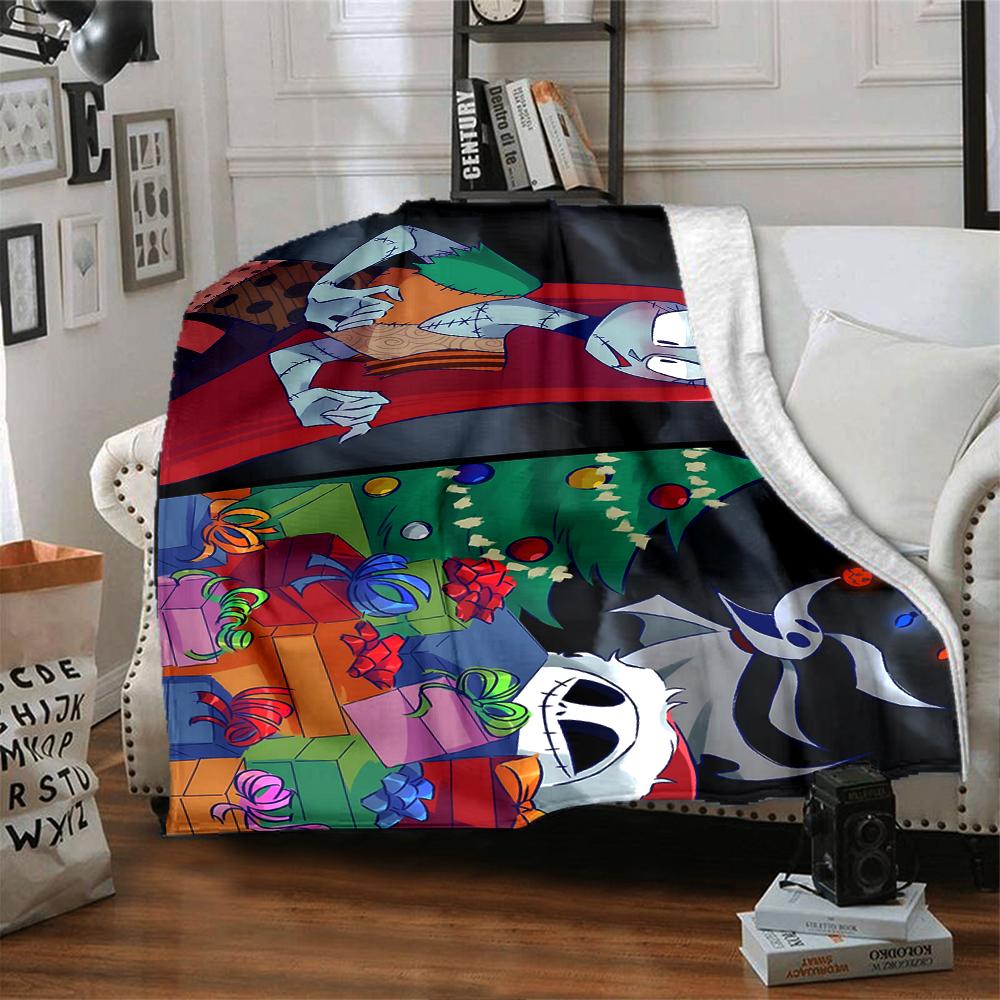 1Pc Christmas Jack Skellington Blanket Soft Throw Blanket For Home Bedroom Bed Sofa Travel Office Solid Christmas Blanket