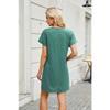 Übergröße Damen Sommer Neu Einfarbig V-Ausschnitt Locker Kurzärmlig Freizeitkleid
