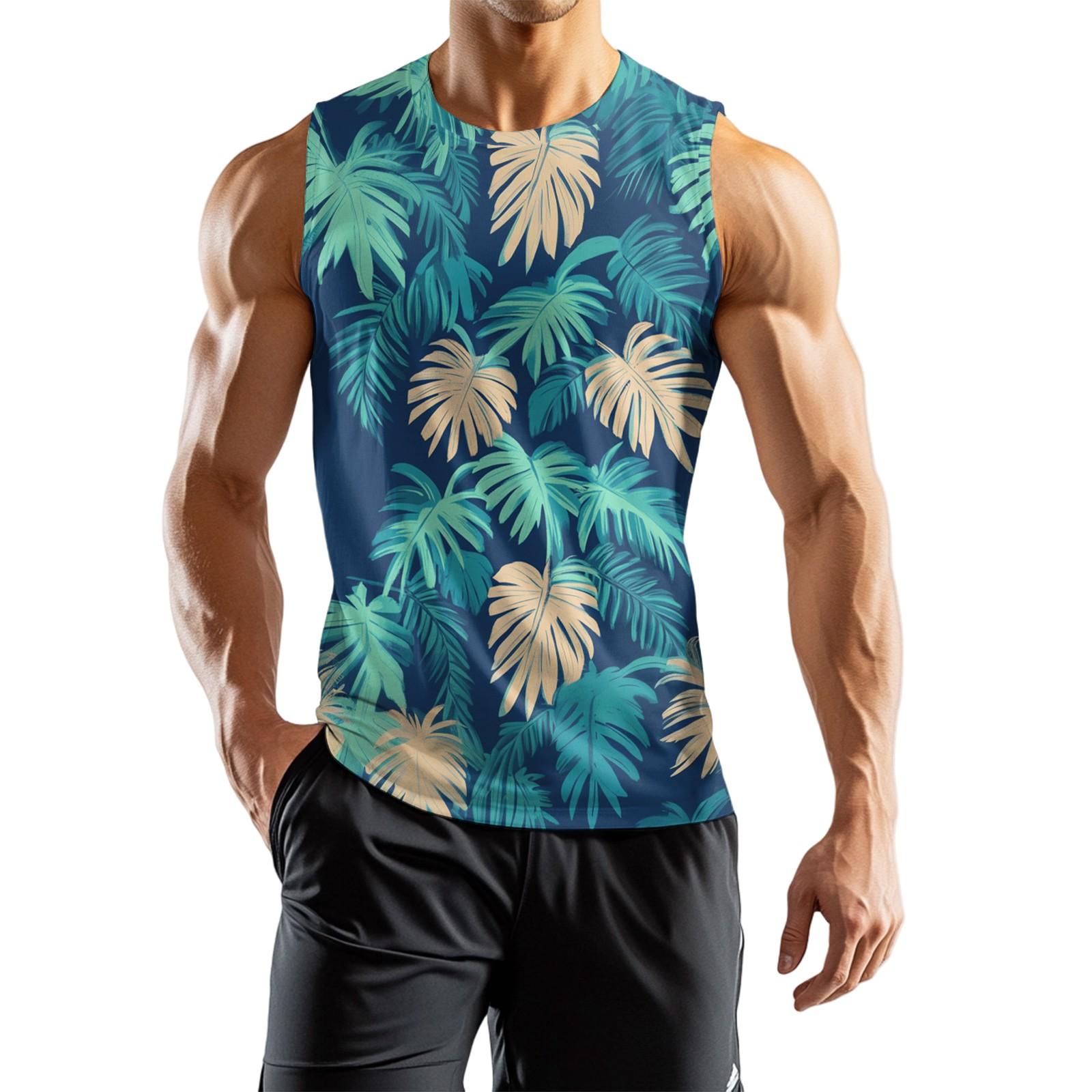 

Мужской спортивный жилет без рукавов с принтом ко Дню независимости L циан