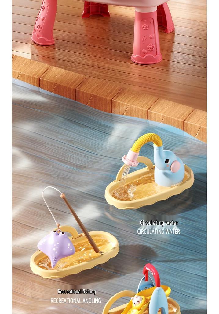 Children's Day Electric Water Play Table: Role-Playing Dishwashing, Fishing, Slide, and Sprinkler Toys