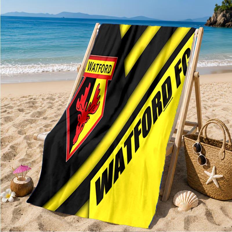 Wat-ford Football Crest Beach Towel Microfiber Beach Towel, Lightweight and Quick-Dry, for Summer Travel, Swimming Pool Fan Birthday Gift