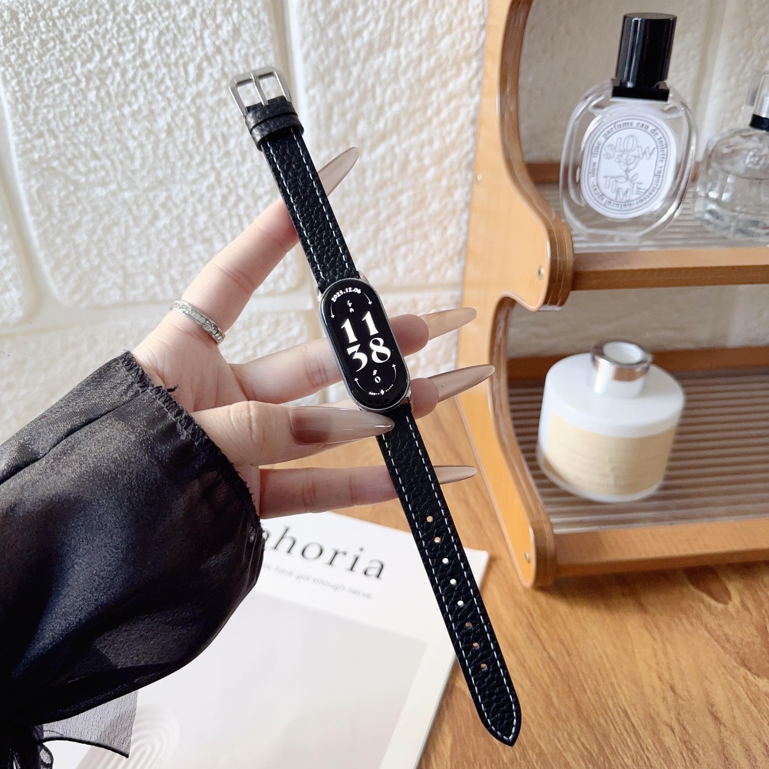 

Шкіряний ремінець з візерунком під лічі для Xiaomi Watch 10/9/8 Тонкий спортивний ремінець для Miband 10/9/8 NFC Smartwatch Жіночий браслет For Miband 10 10NFC
