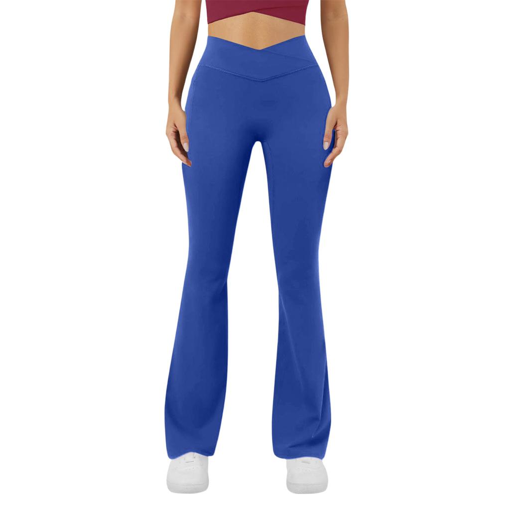 Pantaloni de Yoga Sexy la Modă pentru Femei Talie Înaltă Cruce Picior Larg Culoare Pantaloni de Yoga pentru Exerciții