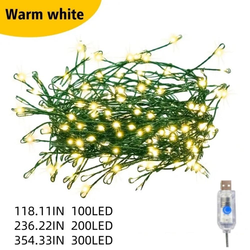 USB Dark Green LED Firecracker Light with 8 Flashing Modes for Decorating Christmas Trees, Ceilings Bedrooms, Windows