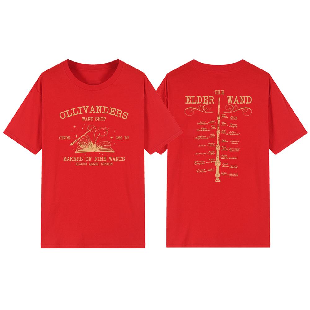 Ollivanders Wand Shop Trička Wizard Book Shop Trička Magic Wand Trička Krátký rukáv Vintage Unisex Grafická trička HP Fan Gift