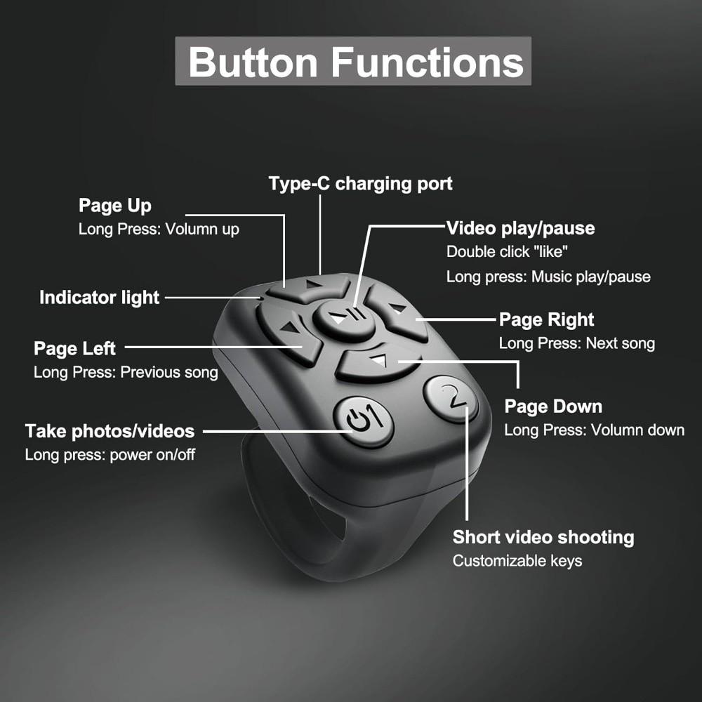 Wireless Design APP Scrolling Ring Bluetooth Technology Camera Shutter Smart Ring  E-Reader Control