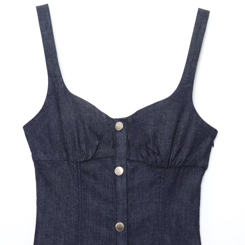 Kaslead New Women Clothes Western Style Slim Fit Shoulder Strap Denim Midi Dress 0779055 400